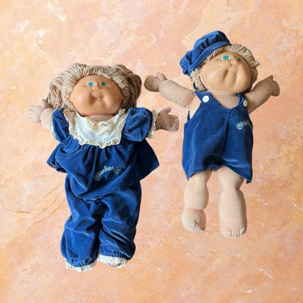 Vintage Rare Green-eyed Twin Cabbage Patch Kids Dolls 1985